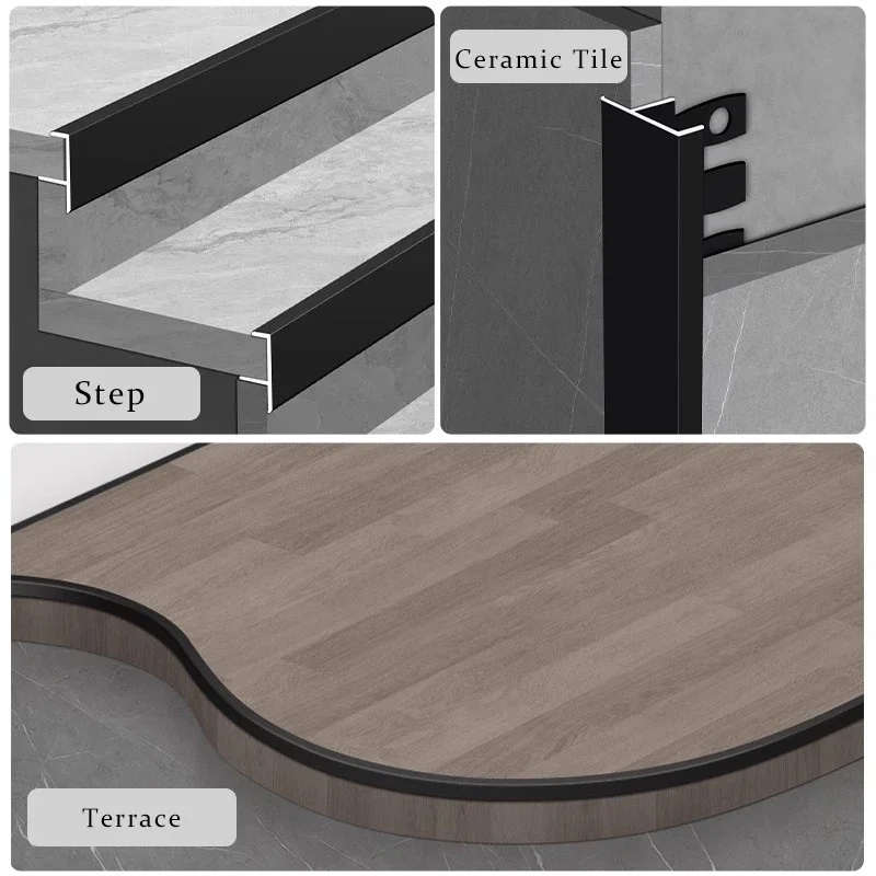 Bendable ขอบอลูมิเนียมแถบแถบผนังชั้น Anti-Collision Protector ฝาครอบบันไดแพลตฟอร์มเวที Wallboard EDGE ซีลบาร์