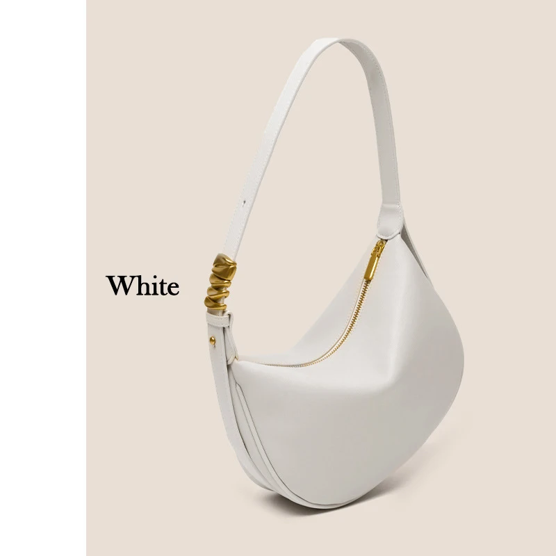 Smooth Cow Leather Womne Underarm Shoulder Hobo Bag Casual Soft Cowhide Female Dumpling Handbag for Ladies Top Handle Bag Purse