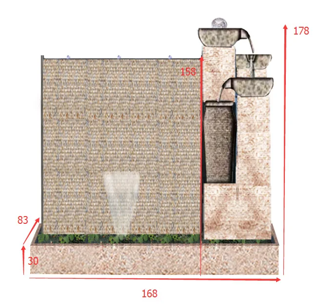 HYS large-scale flowing water curtain wall company decoration hotel decoration water fountain rockery fountain fish pond stone