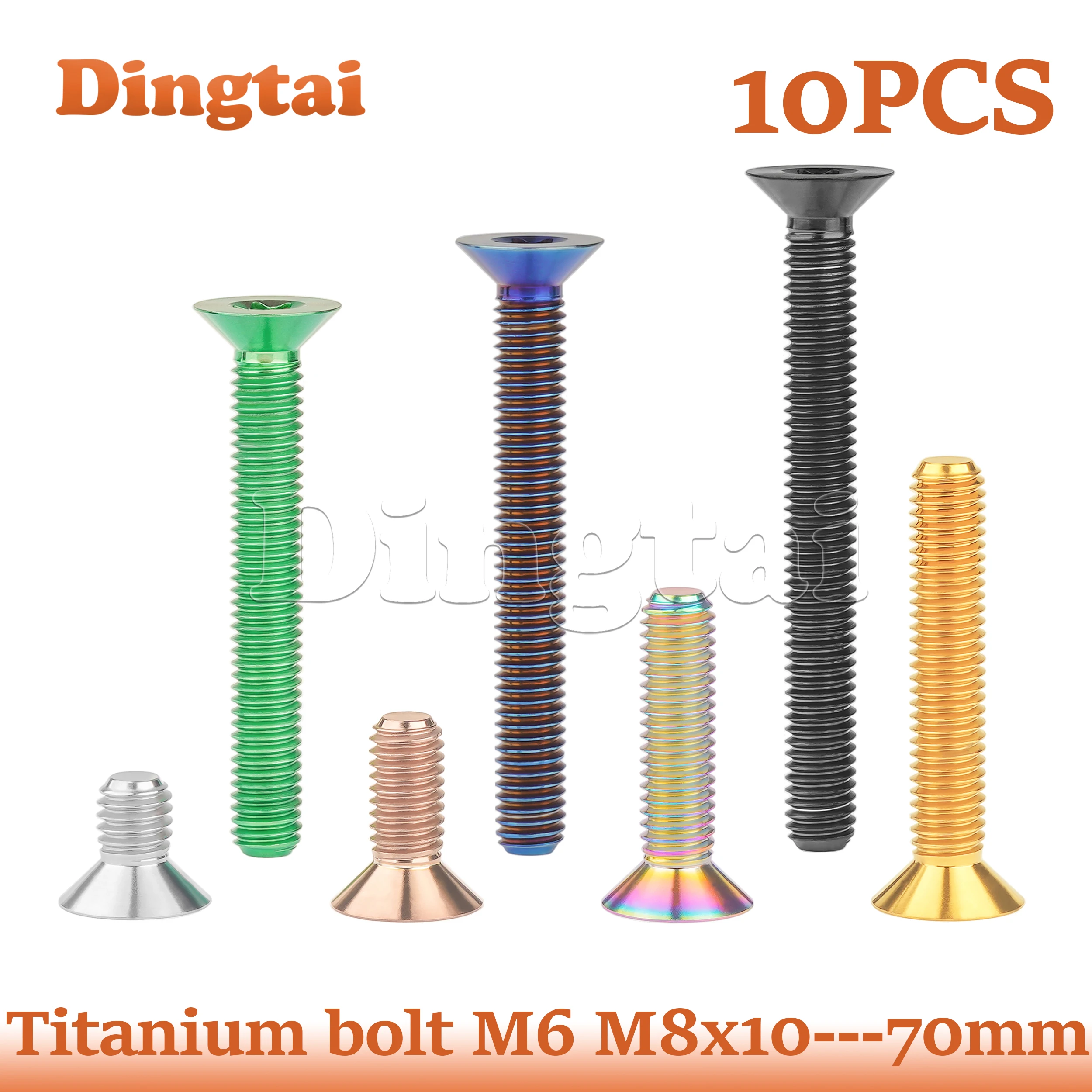 

Dingtai 10PCS Titanium Bolt M6/M8x1012/15/20/25/30/35/40/45/50/55/60/65/70mm Torx Countersunk Bead Inner Plumfor Bicycle