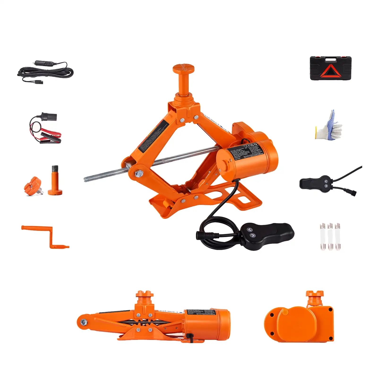

Electric Car Jack, 3 Tons /6600 lbs Lift, 12V Automated Scissor Lift with Twin Supports and Remote Command, Compact Vehicle Lift