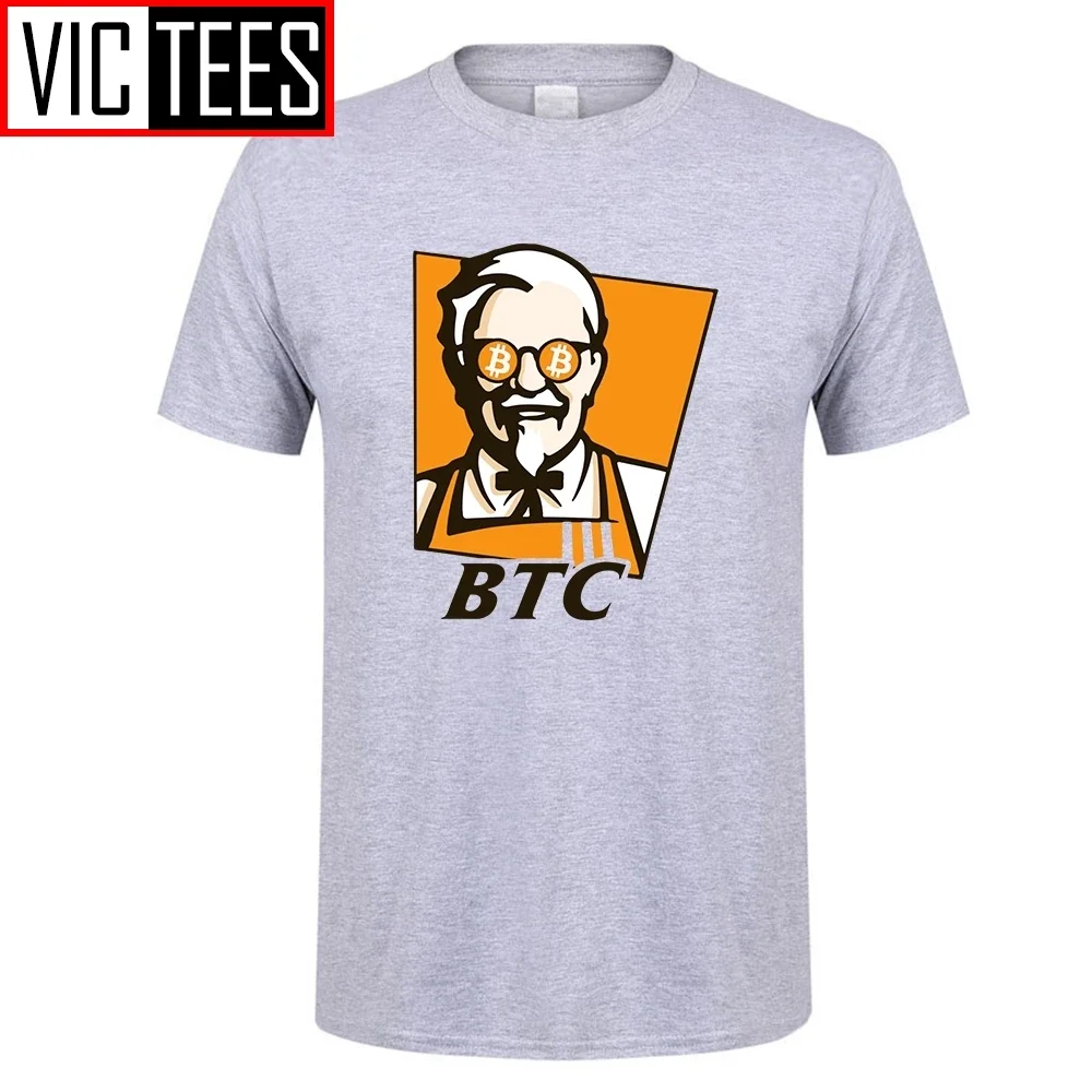 Men T Shirts Bitcoin BTC Original Recipe Funny KFC Adult T-Shirt Personality Adult Tee Shirt Print Custom Cotton