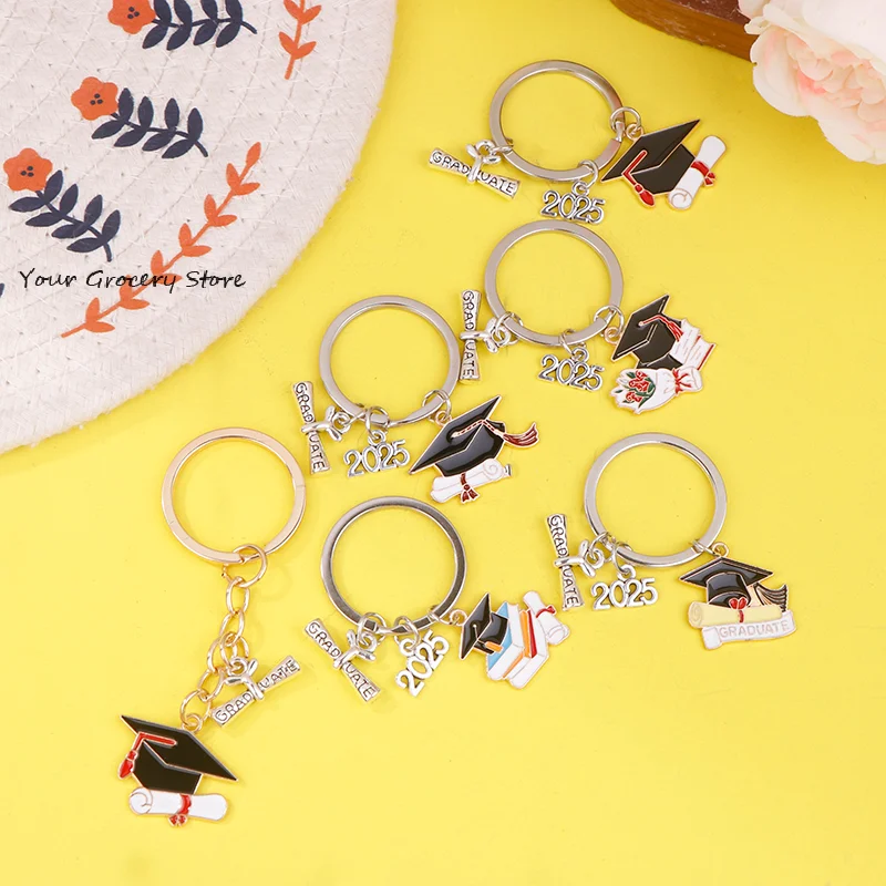 2025 졸업 가운 모자 키 체인 반지 학생 유행 졸업 펜던트 키 체인 반지 2025 키 체인 반지 클래스