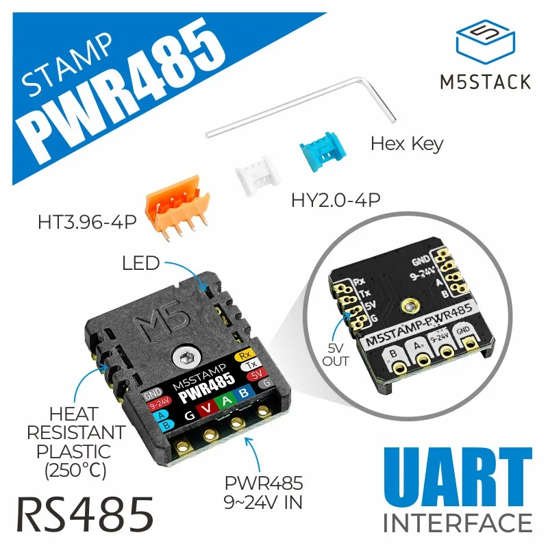 Official M5Stack STAMP PWR485 RS485 Communication Expansion Board Data Acquisition Modbus
