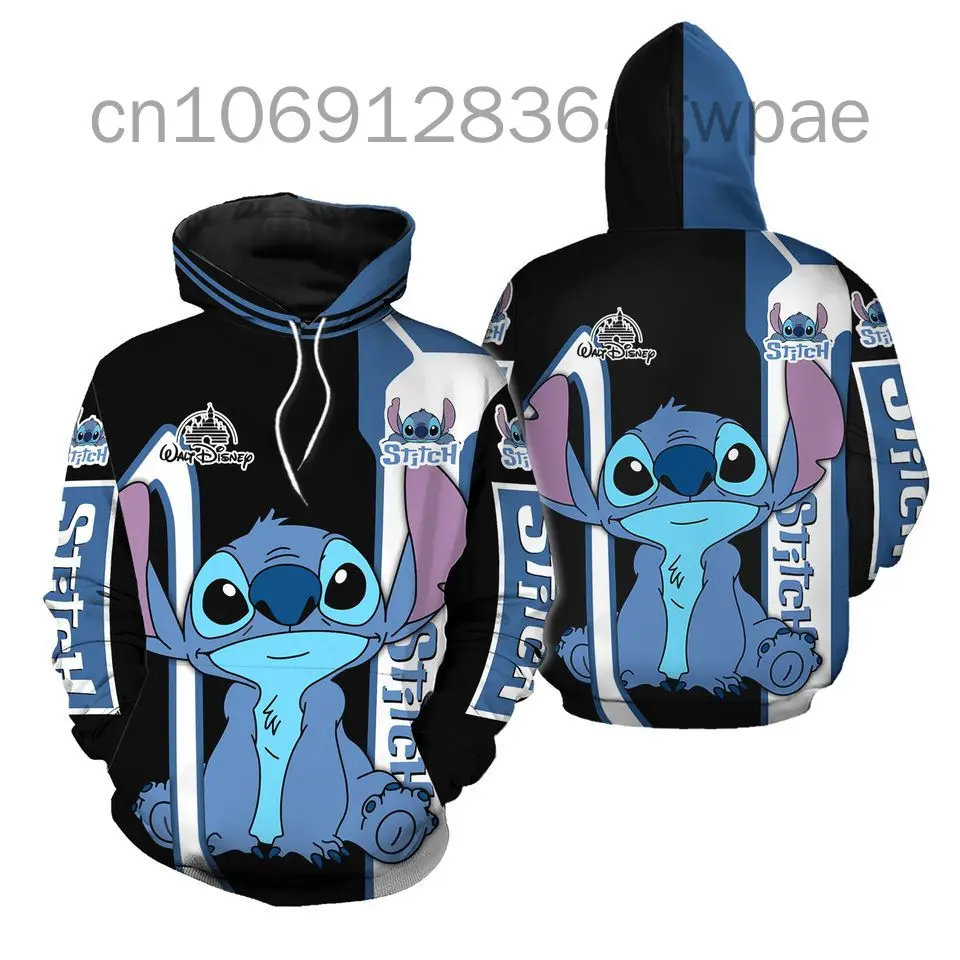 

2024 Disney Lilo Stitch 3D Pullover Hoodies Long Sleeve Sweatshirt Boys Girls Men Women Clothes Parent-child Cartoon Tops Coat