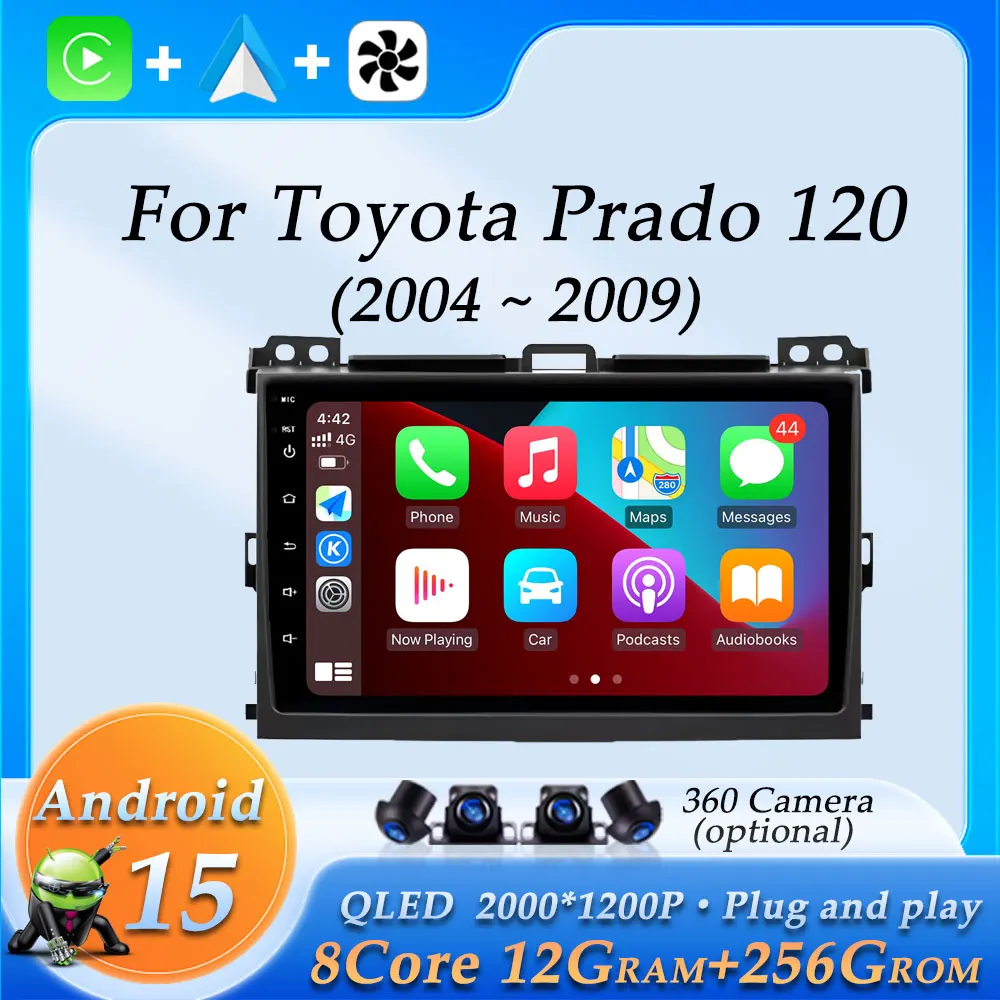 

Беспроводная стереосистема CarPlay DSP для Toyota Prado120 2004-2009, автомобильный радиоприемник, видео, аудио, мультимедийный плеер, навигация, GPS, разделенный экран