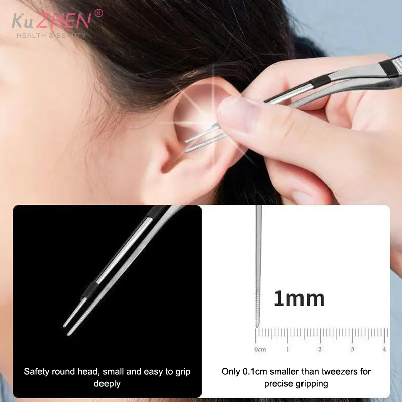 1 قطعة الأطفال الأذن مغرفة مضيئة شمع الأذن الملقط المتقدمة البصرية Cerumen Earpick هوك شحن الأذن كشط برو تنظيف أداة #3