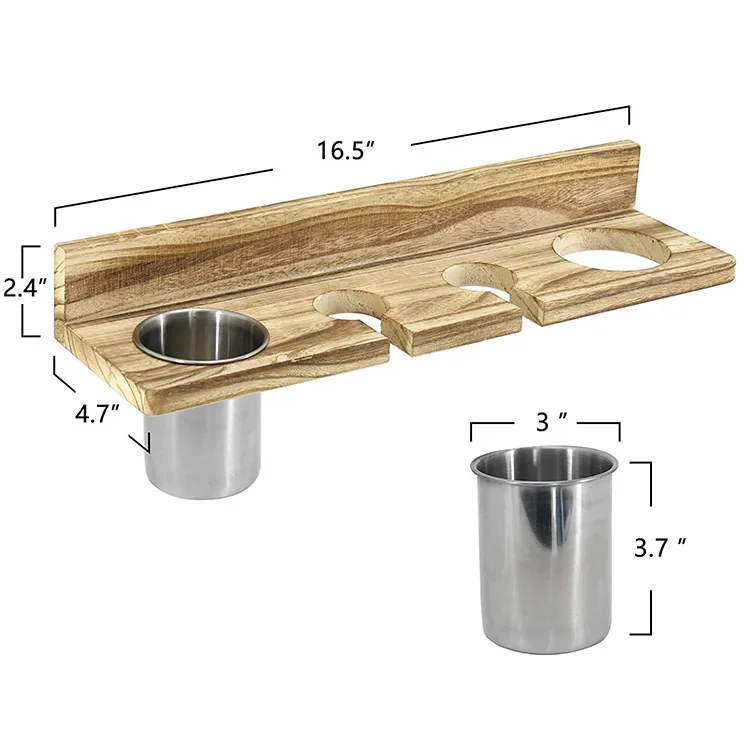 For Blow Dryers, Combs & Curling Irons, Solid Wood Holder Wooden Hair Tool Organizer - Wall-Mounted Bathroom Storage Shelf
