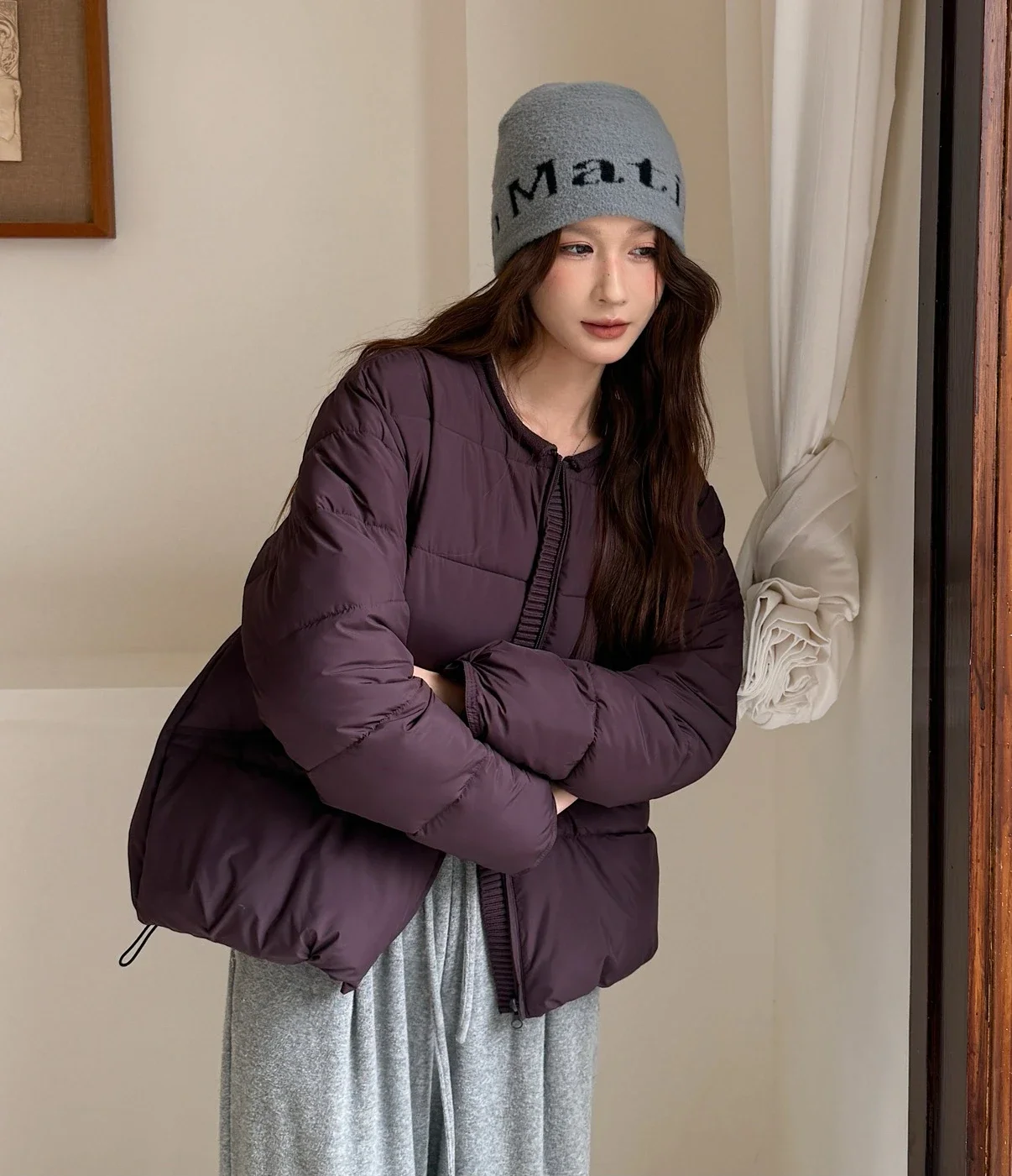 2026 Winter Women's Jacket Korean Patchwork Zipper Stylish Parkas Minimalist Versatile Coat Warm O-Neck Cotton Padded Outerwear