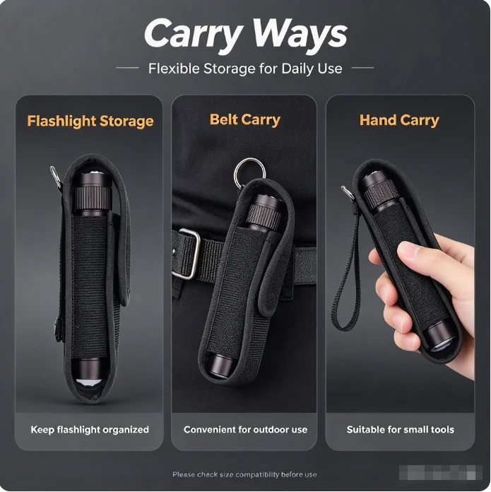 Tactical Flashlight Holster Belt Torch Bag Durable Hunting Lighting Accessory Survival Kits 360 Degree Holster Rotary Torch Case gallery 4