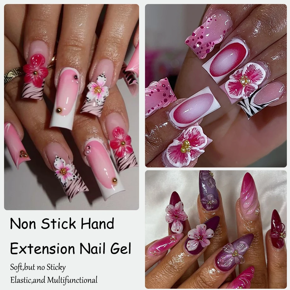 Pink Solid Builder Gel For Nails Hard Gel Extension Builder Nail Gel,Non-Sticky 3D Sculpture Shaping Carving Flower Nail Polish