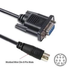DB9 Female to 8 pin Mini Din VISCA RS232 Serial Cable for Connecting Sony EVI/BRC/SRG Series D70 HD1 Canon VC-C1 2 Camera to PC