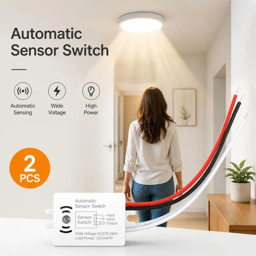 2pcs AC 220V Sound Activated Switch 4-Wire Connection 40W Rating Voice Sensor Module Auto ON OFF Light Control Switch