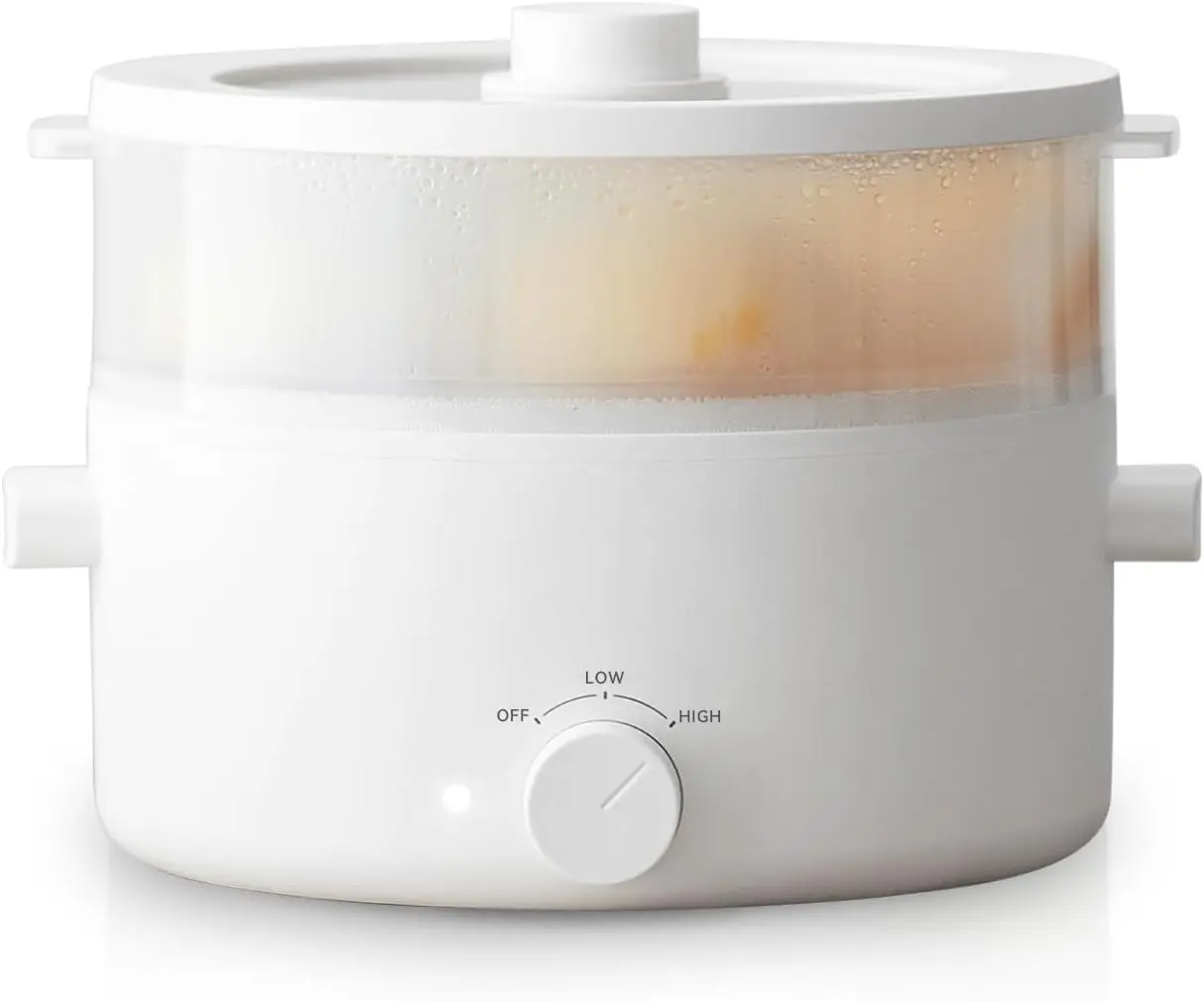 

2L Ceramic Glaze Non-stick Electric Steamer Cooker, Dual Power Multi-functional for Steak Pasta Hot Pot Ramen Quick Heating