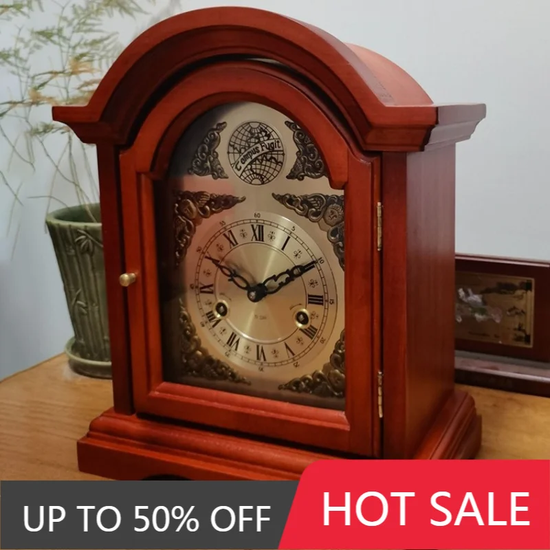 Retro Wooden Table Clocks Living Room Decoration Desktop Clock Luxury Mechanical Desk Clocks Unique Aesthetic Clock Ornaments