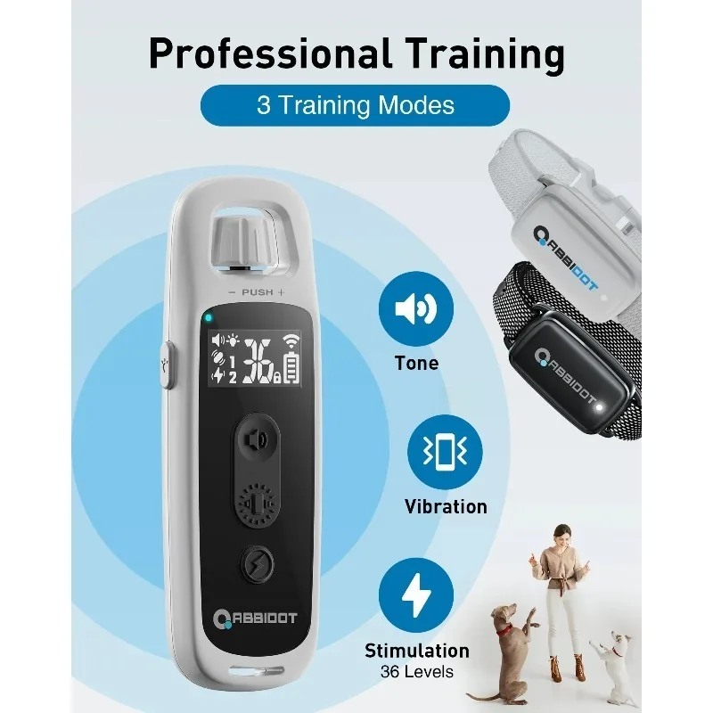 Электронный ошейник ABBIDOT-T30 для дрессировки собак крупных пород, серый, с ремнем, 900 м (3000 футов), аксессуары для животных