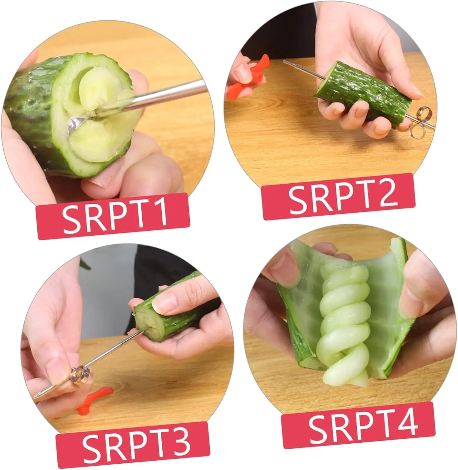 Vegetables Spiral Knife 1pc Potato Carrot Cucumber Chopper Stainless Steel Manual Spiral Carving Cutter Kitchen Tray Decoration