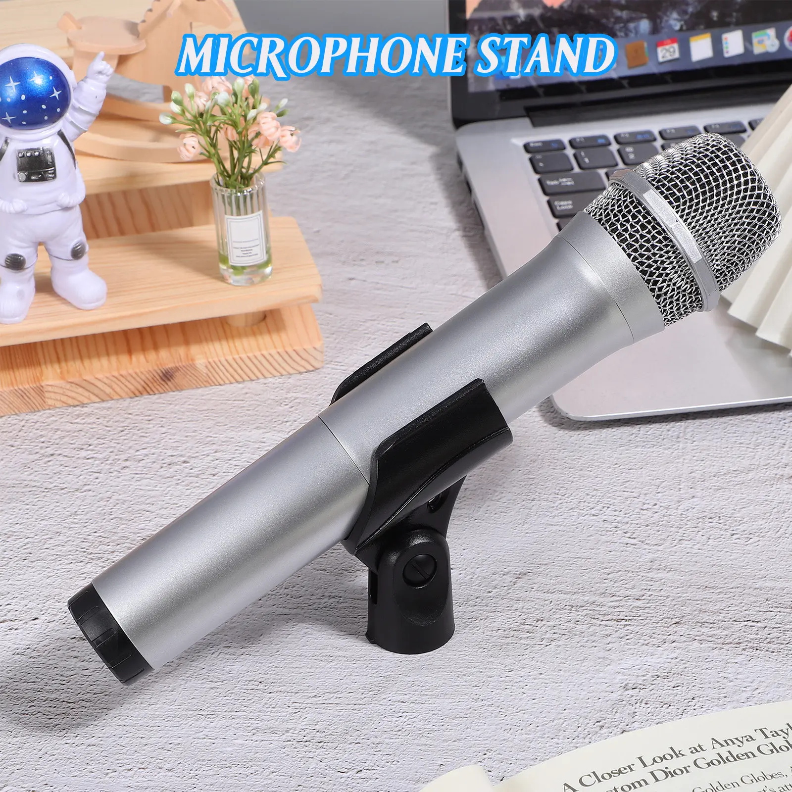 2Pcs Adjustable Microphone Clip Holder Robust Plastic Mic Mount for Studio Recording Live Performance Podcasting Secure Grip Mic