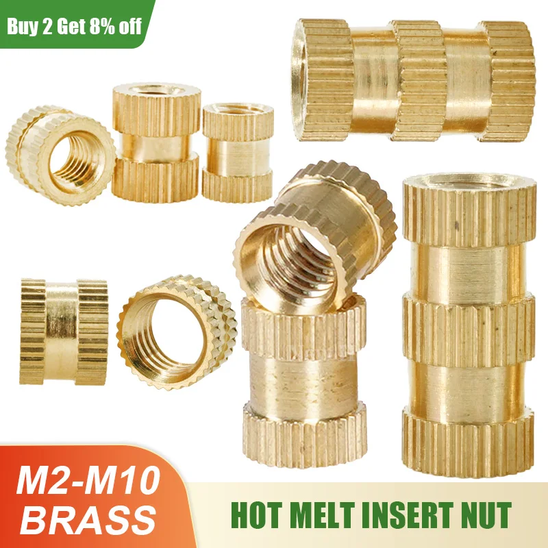 Brass Insert Nut M2 M2.5 M3 M4 M5 M6 M8 M10 Hot Melt Nutsert Injection Molding Knurled Embedded Copper Heat Thread Nuts Inserts