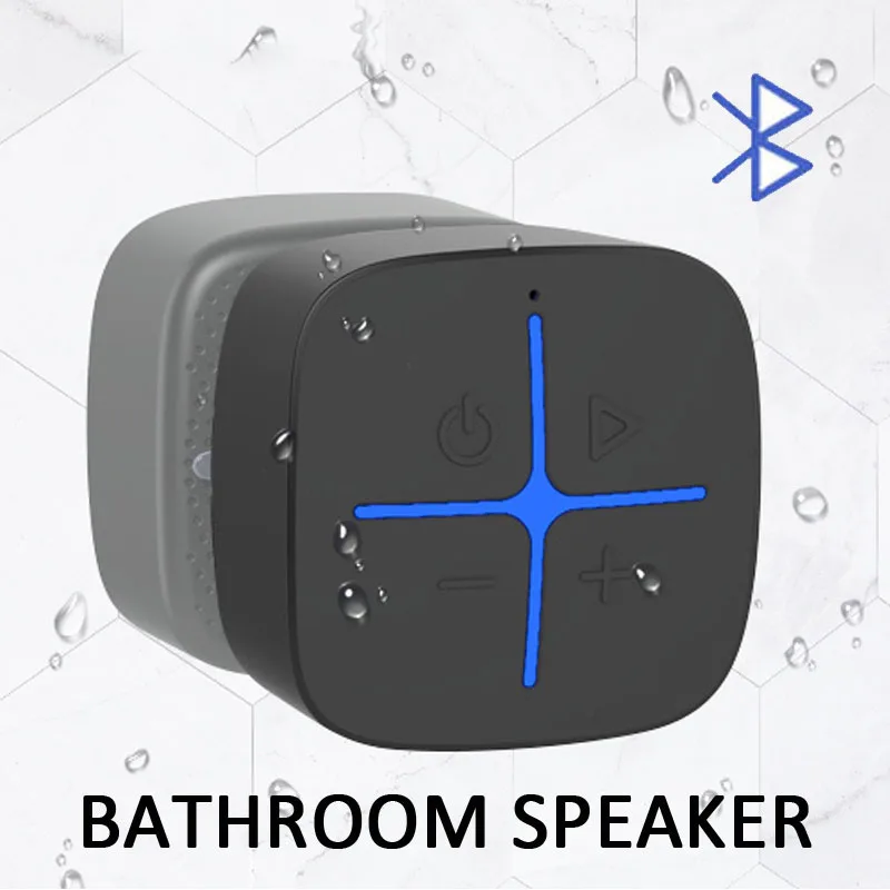 Bathroom Speaker Ipx4 Waterproof Shower Music Box Plastic with Suction Cup Can Adsorb Mini Wireless Bluetooth Speaker Black Free