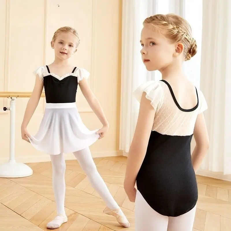 بدلة رقص للأطفال للفتيات لممارسة الباليه الصيفي بأكمام قصيرة زي الرقص الصيني نيسيي