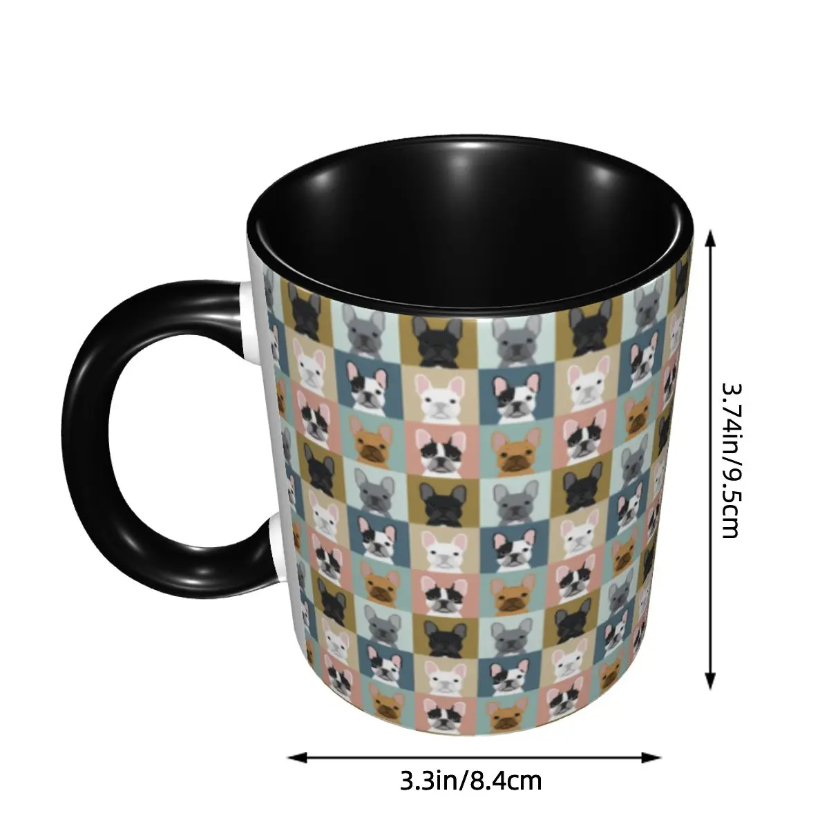 الفرنسية البلدغ صور نمط القهوة القدح DIY مخصص Frenchie الكلب عاشق السيراميك الحليب الشاي القدح كوب #2