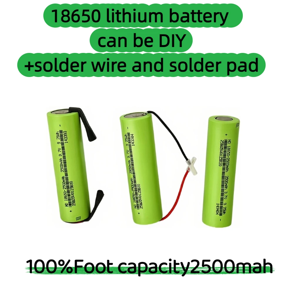Der neue 2500 mAh 3,7 V 18650 Lithium-Akku eignet sich für Spielzeugtaschenlampen und Werkzeugbatterien. Es kann mit+Stücken+Drähten ausgestattet werden