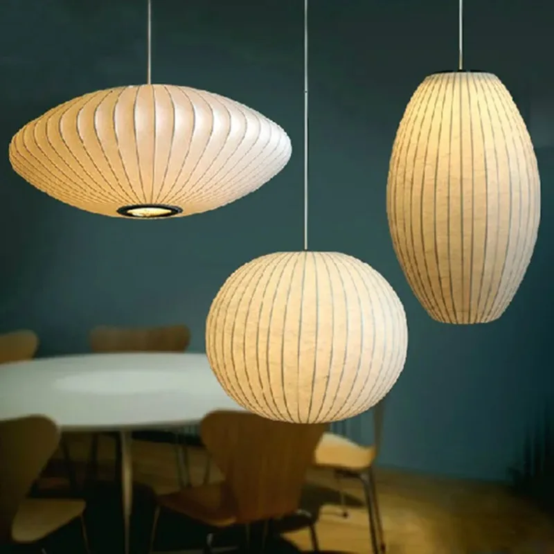 

Nordic Italian Silk Pendant Lights Lantern Lampshade Living Dining Room Bedroom Bar Teahouse Homestay Hotel LED Lighting Fixture