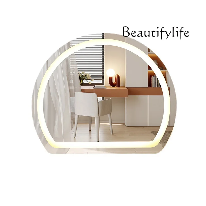 Simple modern round anti-fog bathroom toilet bathroom mirror intelligent luminous wall-mounted toilet