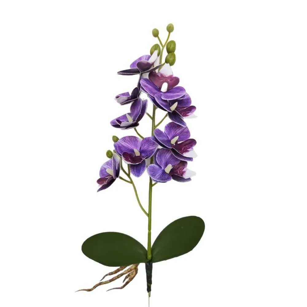 

New 9 Flowers Artificial Orchid Flowers Multi-Bloom PVC Artificial Faux Plants Pink Fake Flower Indoor Decoration