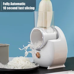 Electric Cheese Grater Shredder Type-C Charging One-Touch Control Cordless Rotary with 3 Free Attachments for Vegetables Carrots