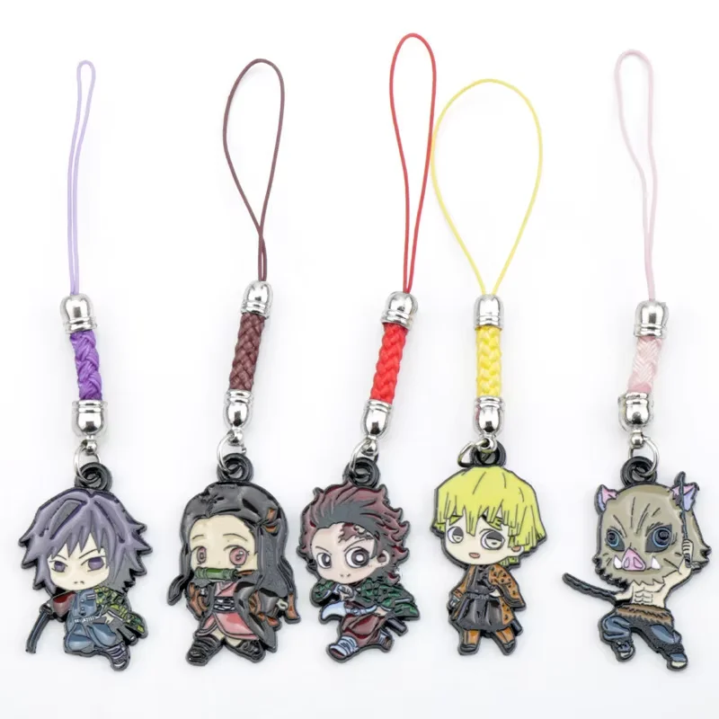 Anime Keychains Kamado Tanjirou Nezuko Tomioka Giyuu Agatsuma Zenitsu Hashibira Inosuke Keyrings Pendants Bag Accessories Figure