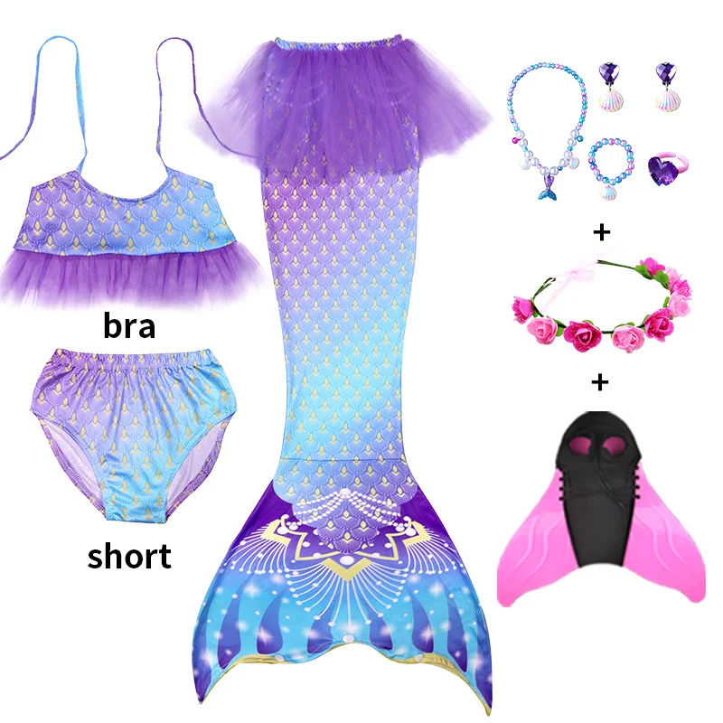 Carnival Girls Swimming Mermaid Tail Mermaid Costume Dress Cosplay Christmas Birthday Gift Swimsuit Can Add Flippers