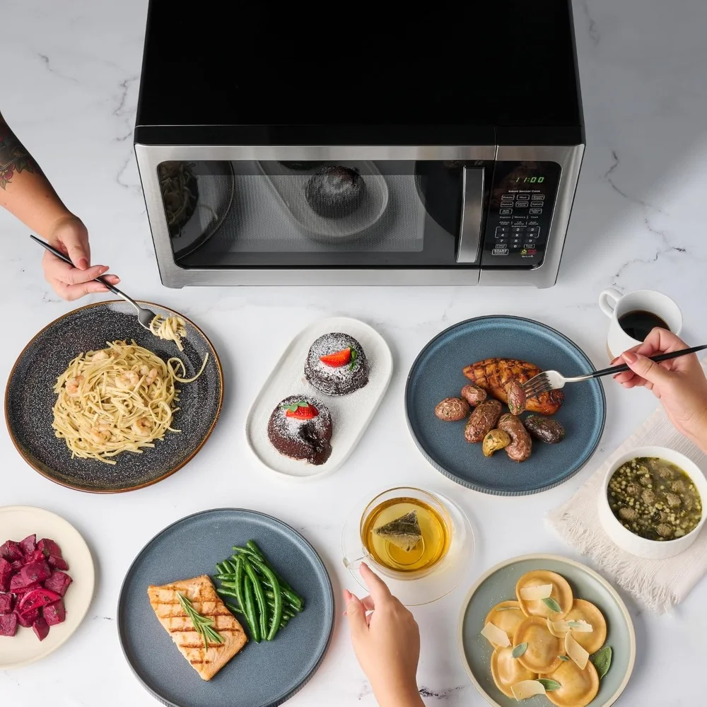 Hornos de microondas con iluminación LED y bloqueo infantil, Sensor inteligente de 1,2 pies cúbicos, horno de microondas de escritorio