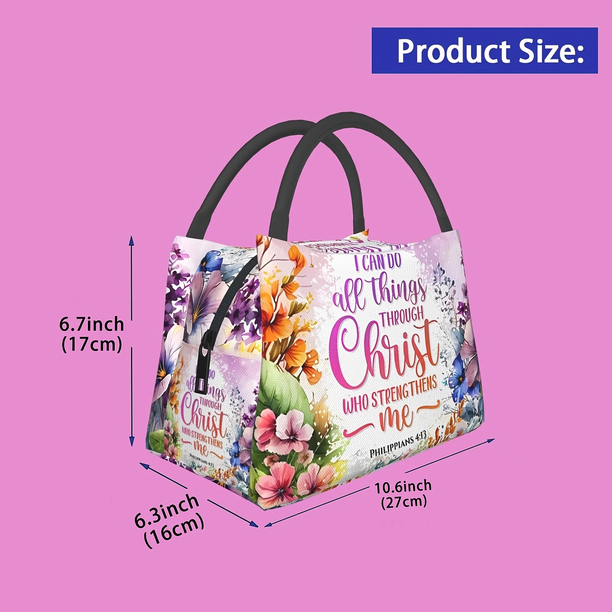 A Portable, Reusable Cooler Bag with a Colorful Floral Text Design, Perfect for Camping, Picnics, And Beach Outings