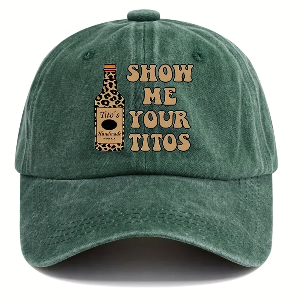 Cool Hippie Curved Brim Baseball Cap, Sow Me Ur Titos Print Distressed Cotton Trucker Hat, Snapback Hat