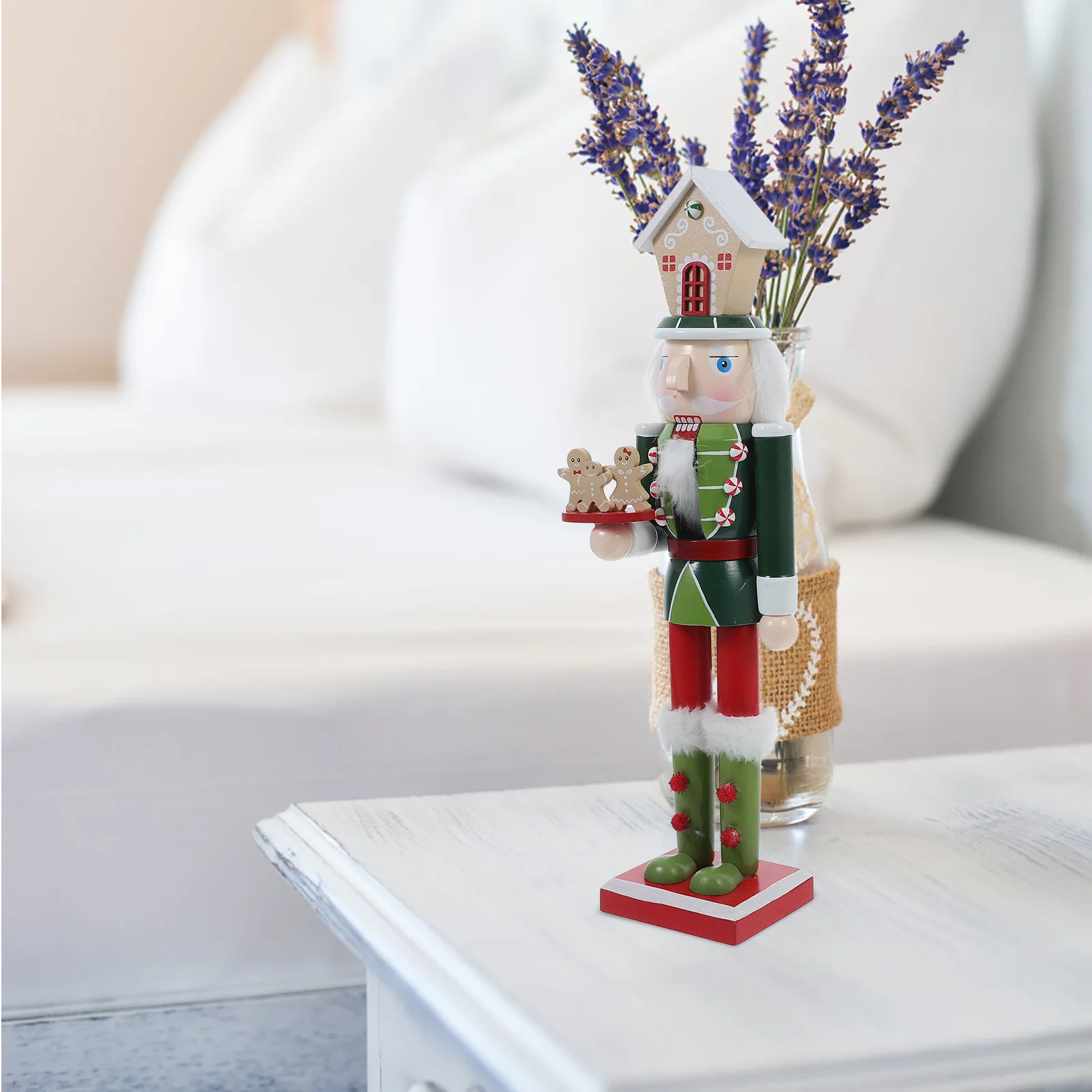 

1pcs Wooden Nutcracker Christmas Decor Handcrafted Gingerbread Man Ornament For Home Desktop Shelf Table Centerpiece