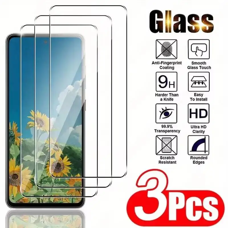 3PCS Tempered Glass Screen Protector For Samsung Galaxy A54 A17 A36 A26 A16 5G A15 A34 A14 A24 A33 A53 A13 A32 A52 Front Cover