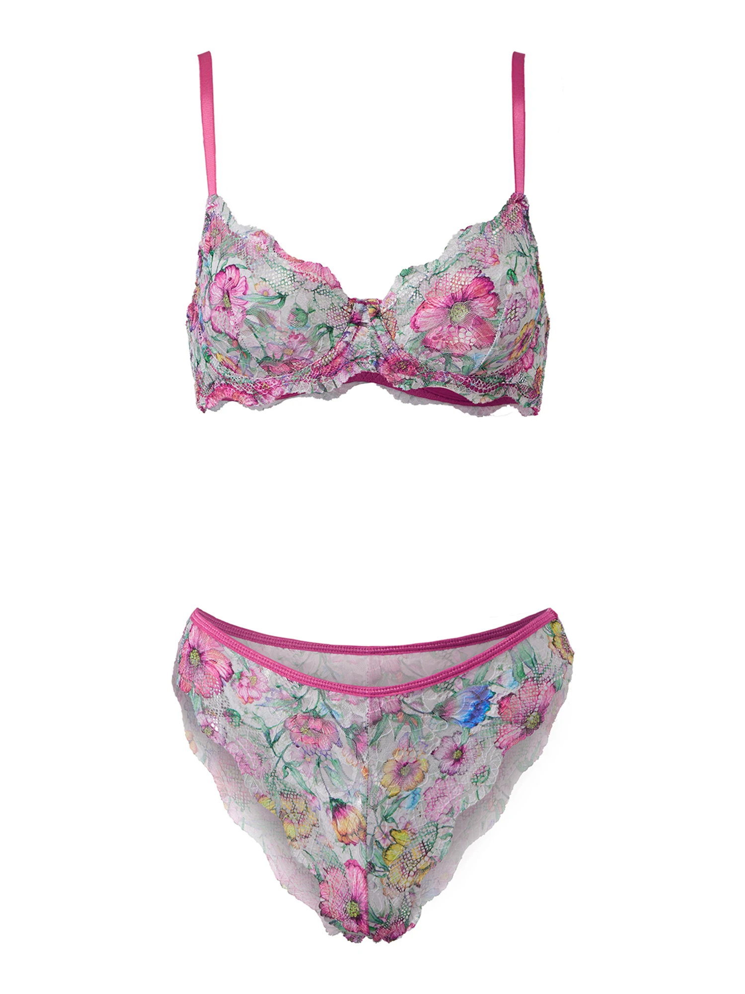 

Women s Lace Lingerie Set with Adjustable Straps and Matching Panties Sexy Floral Print Bralette and Thong Set for Sleepwear