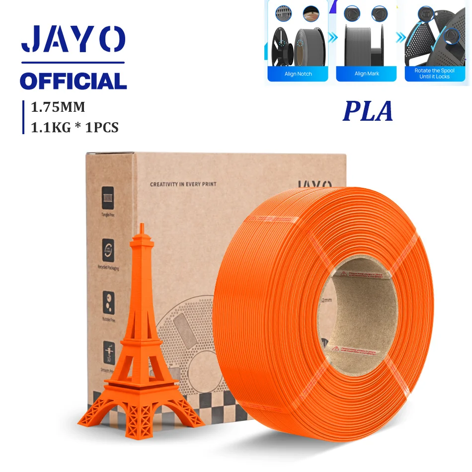 JAYO 3D-Drucker-Filament Nachfüllpack PLA/PETG/PLA+ Nachfüll-Filament 1,1 kg ohne Spule PLA-Filament für wiederverwendbare Spulen Kompatibel mit Bambu Labs