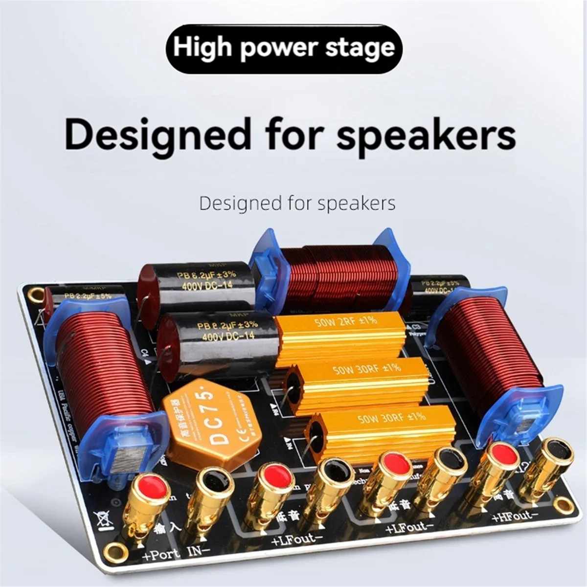 BAAZ PANAS ~ Speaker Crossover 1300W Daya Tinggi Dua Pembagi Frekuensi Satu Tinggi Dua Rendah untuk Speaker Ganda 10 Inci/12 Inci/15 Inci