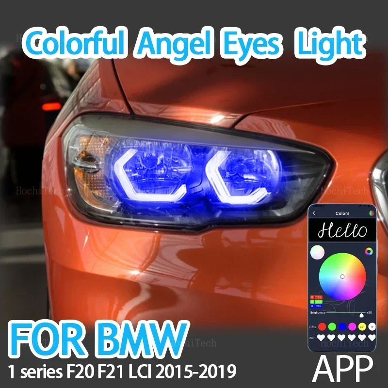 

RGB Multi-colored App control M4 Style LED Headlight Angel Eyes Bulb Ring Lamp for BMW 1 series F20 F21 LCI 2015-2019