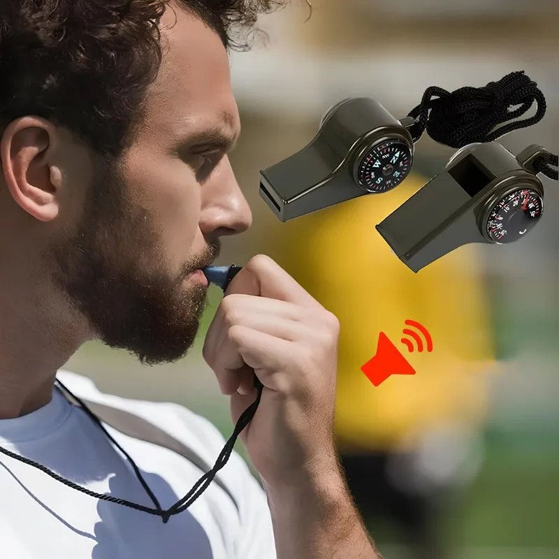 3in1 Whistle with Compass Thermometer for Collection, Small Gift, Sports Competition, Motion Training Outdoor Activity Equipment