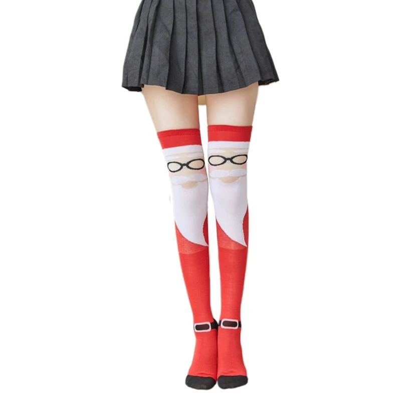 Halloween Women Thigh High Stockings Poker Card Suit Print Over Knee Long Socks