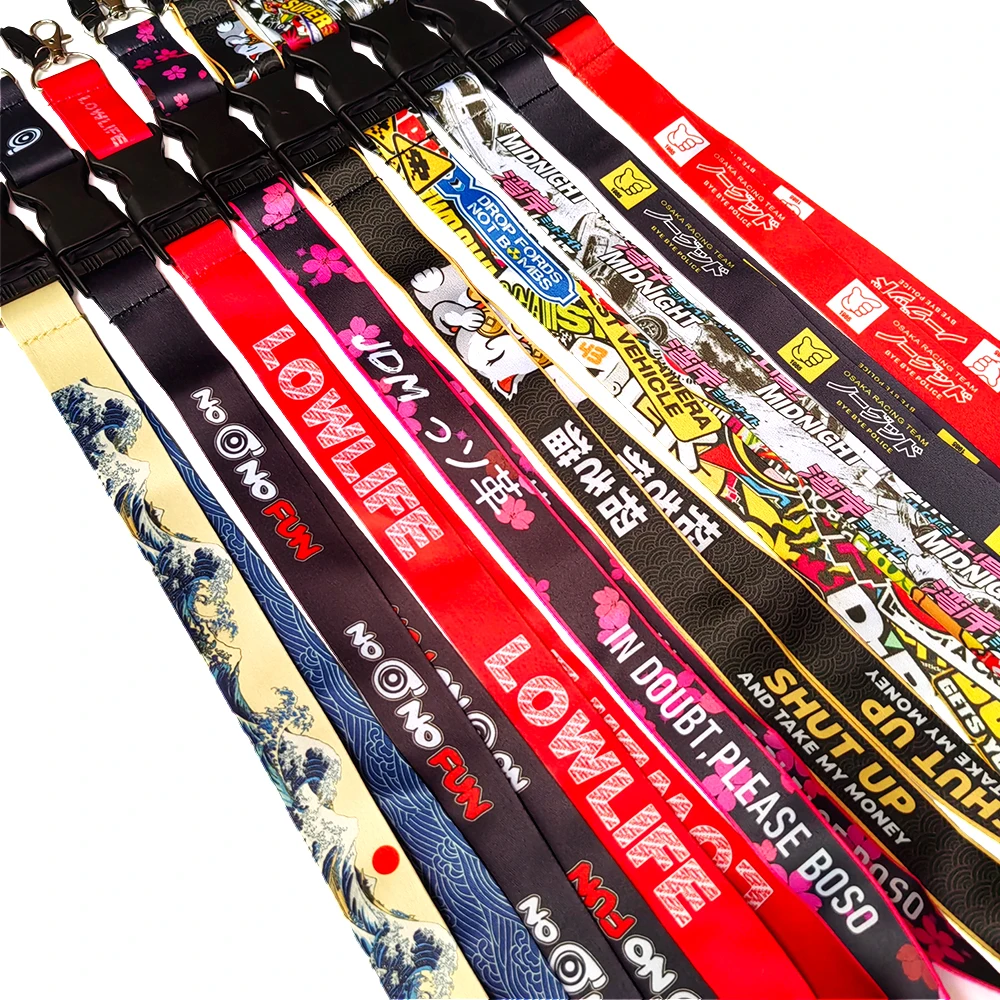 Japanese Style Car Keychain Lanyard Motorsport Culture Keyring Preventing Loss Lanyards Credentials Automotive Accessories Girly