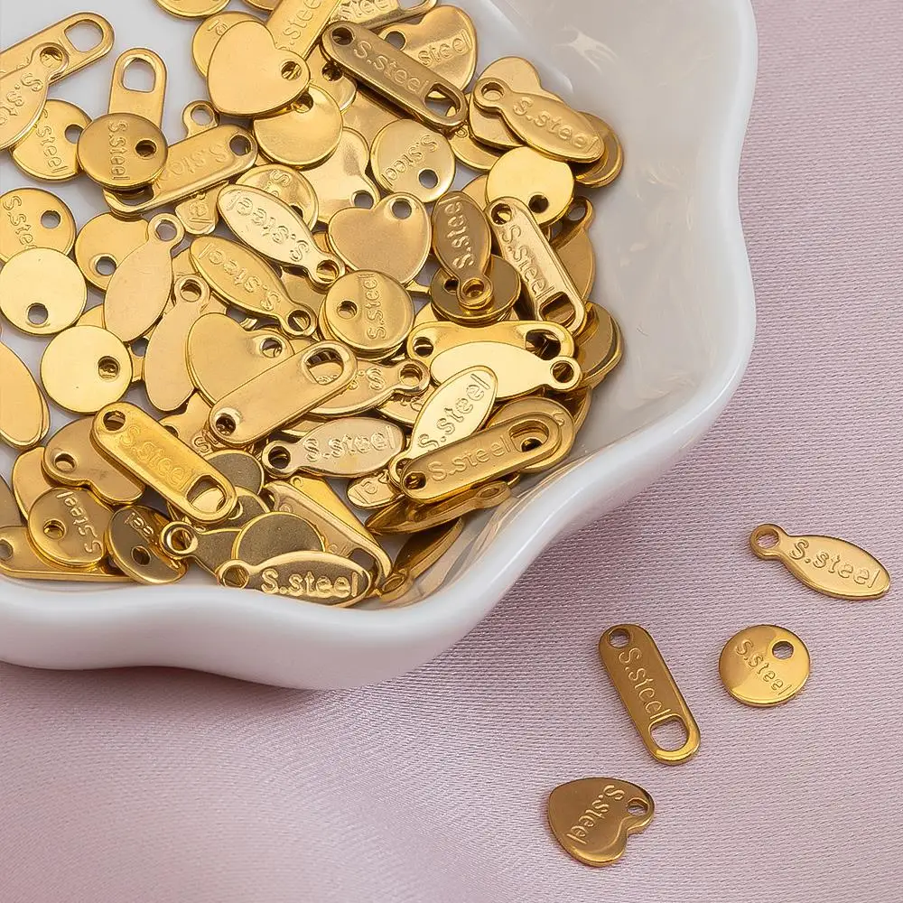 50pcs Golden Stainless Steel Charms Pendants Fitting Any Extension Chain End Tail Charms for Jewelry Making DIY Accessories