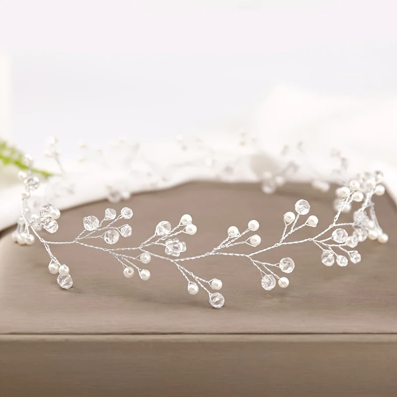 Crystal Pearl Hair Vine Headband Hairband For Women Bride Party Rhinestone Headband Bridal Wedding Hair Accessories Jewelry Vine