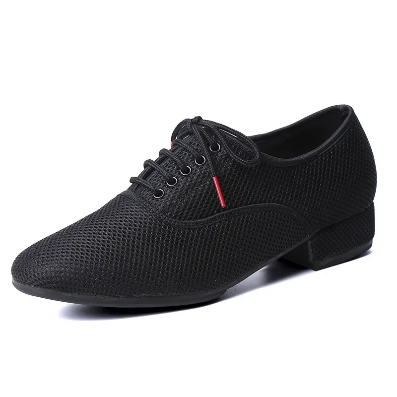 Sapatilhas masculinas macias de malha preta, sapatos de dança latina masculina, salsa, dança jazz, salão de baile masculino, tango moderno, sapatos de treinamento, 39-46