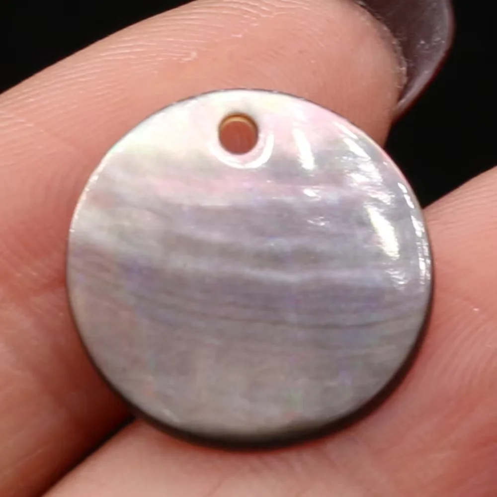 10PCS Natural Freshwater Black Shell Round Pendant Jewelry Making DIY Necklace Earrings Accessories Gift