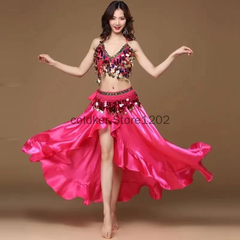 

asdh8@belly Dancer Costumes for Women Dancing Skirt Bra and Belt Carnival Outfit Sexy Costume Performance 3pcs SetCOSda@